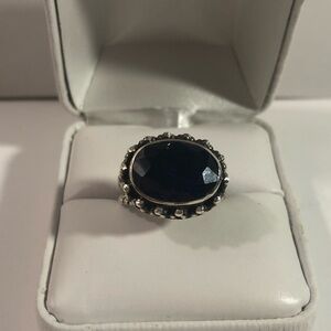 New 5.50 Ct sz 6.75 Natural Sapphire Antique Style Sterling Silver Dinner Ring